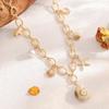 Ocean Style Starfish & Seashell Pendant Necklace with Imitation Pearl
