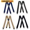 Heavy Duty Work Suspenders for Men 3.8cm Wide X-Back with Plastic Gripper Clasps Adjustable Elastic Trouser Pants Braces-Black