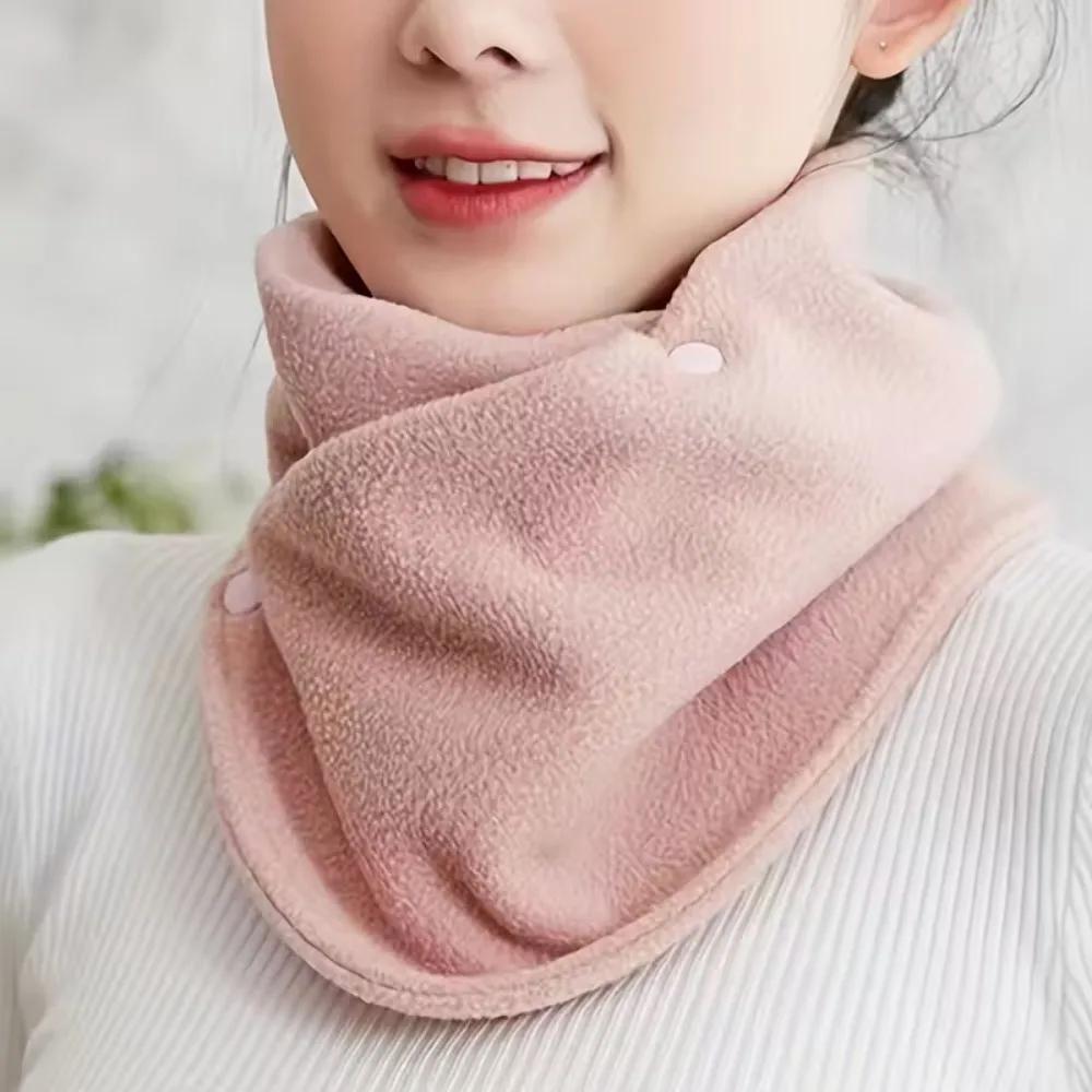 Classic solid color Snap Neck Winter Thickened Fleece-Lined Warm Neck Gaiter for Men and Women Winter Windproof Cycling Scarf