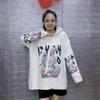 2025 Autumn/Winter Rhinestone Rabbit Cartoon Hoodie for Women - Loose Fit with Letter Detail