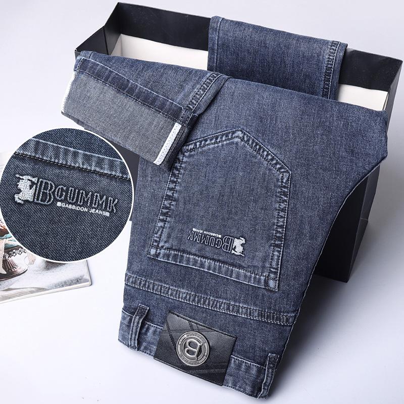 

Весна и осень высококачественные эластичные джинсы мужские новые стильные модные брендовые вышитые деловые свободные прямые большие повседневные брюки 40