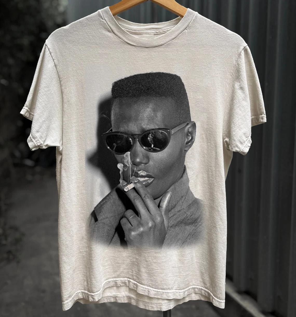 Rare Grace Jones Big Face WHite Cotton T Shirt Full Size S-5XL S