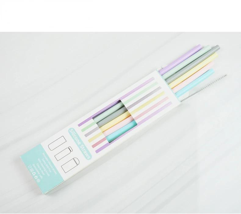 

Силиконовая трубочка многоразового использования для еды, напитков, сока, молока, чая, коктейлей, прямая трубка, мягкая и складная, детский суп, соковый инструмент