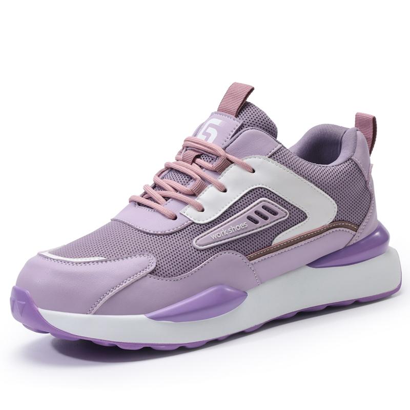 Pink Women'S Safety Shoes Fashion Sports Shoes Anti-Smash Anti Puncture Work Shoes Steel Toe Protection Shoes Security Boots