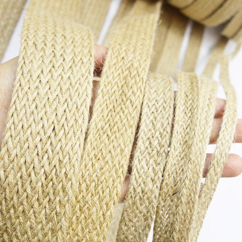 Simple Style Jute and Hemp Webbing: Wide-Narrow Flat Belt for Decorative Packaging and Bundling
