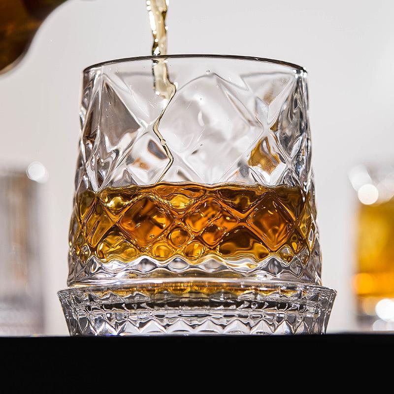 255 ML Whiskey Glass Design Niche Transparent Wine Glass Household Heat-resistant Rotatable Beer Cup Party Drinkware