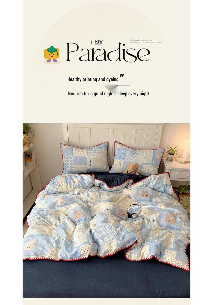 2026 New Cartoon Style Puffy Cotton Embroidery Bedding Set