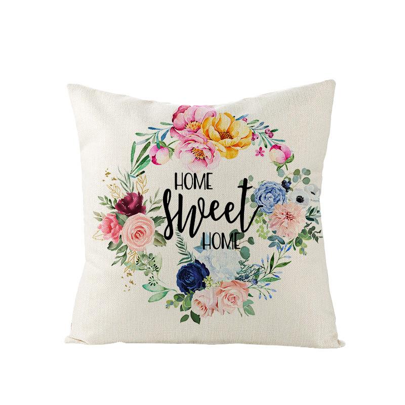 Flower Truck Pillowcase Nordic Linen Printed Sofa Pillowcase Living Room Bedroom Bedside Cushion Cover