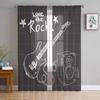 Rock Guitar Music Sheer Curtains for Living Room Voile Curtain Bedroom Bathroom Tulle Curtains Window Drapes