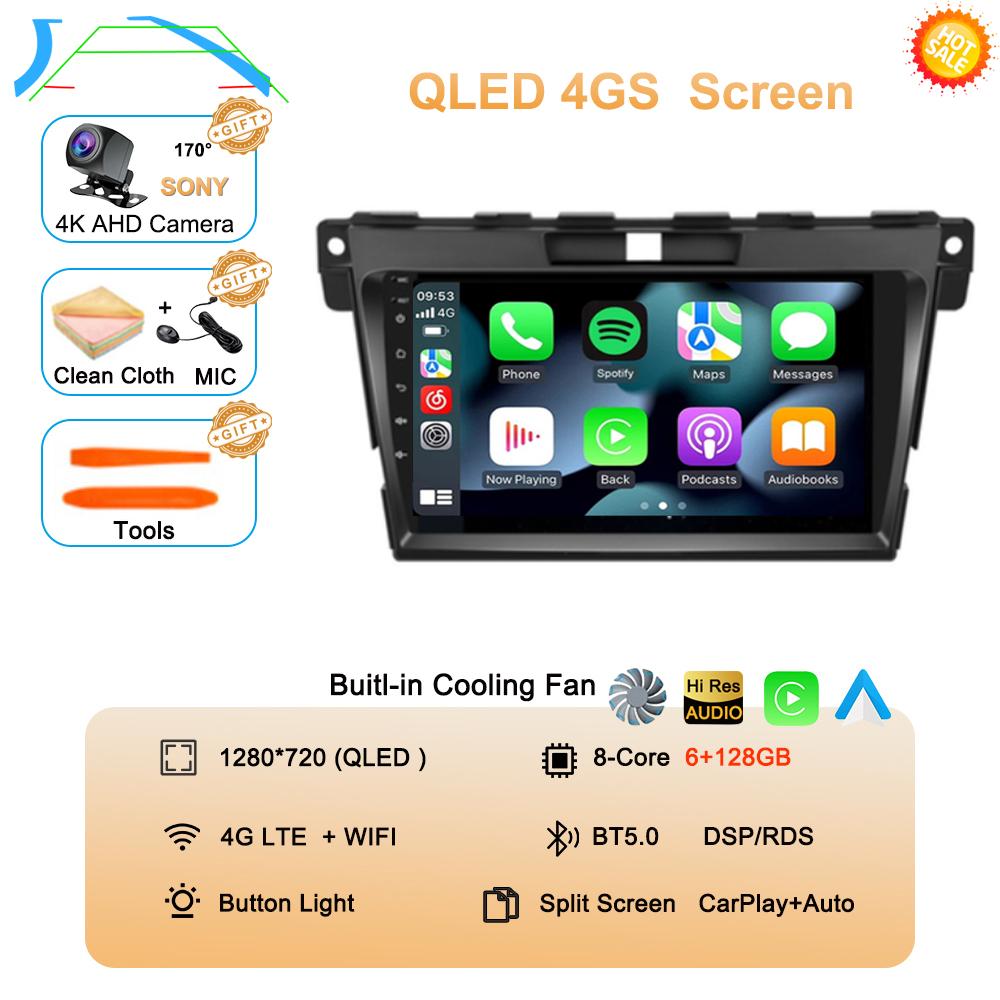 Android 14 DSP Car 2DIN GPS Navigation Radio Multimedia Video Player QLED For MAZDA CX-7 Cx7 Cx 7 2007 2008 2009 2010 2011-2014