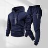 New sweater set hooded European and American fashion casual jacket men's trend sports sweater sweatpants set