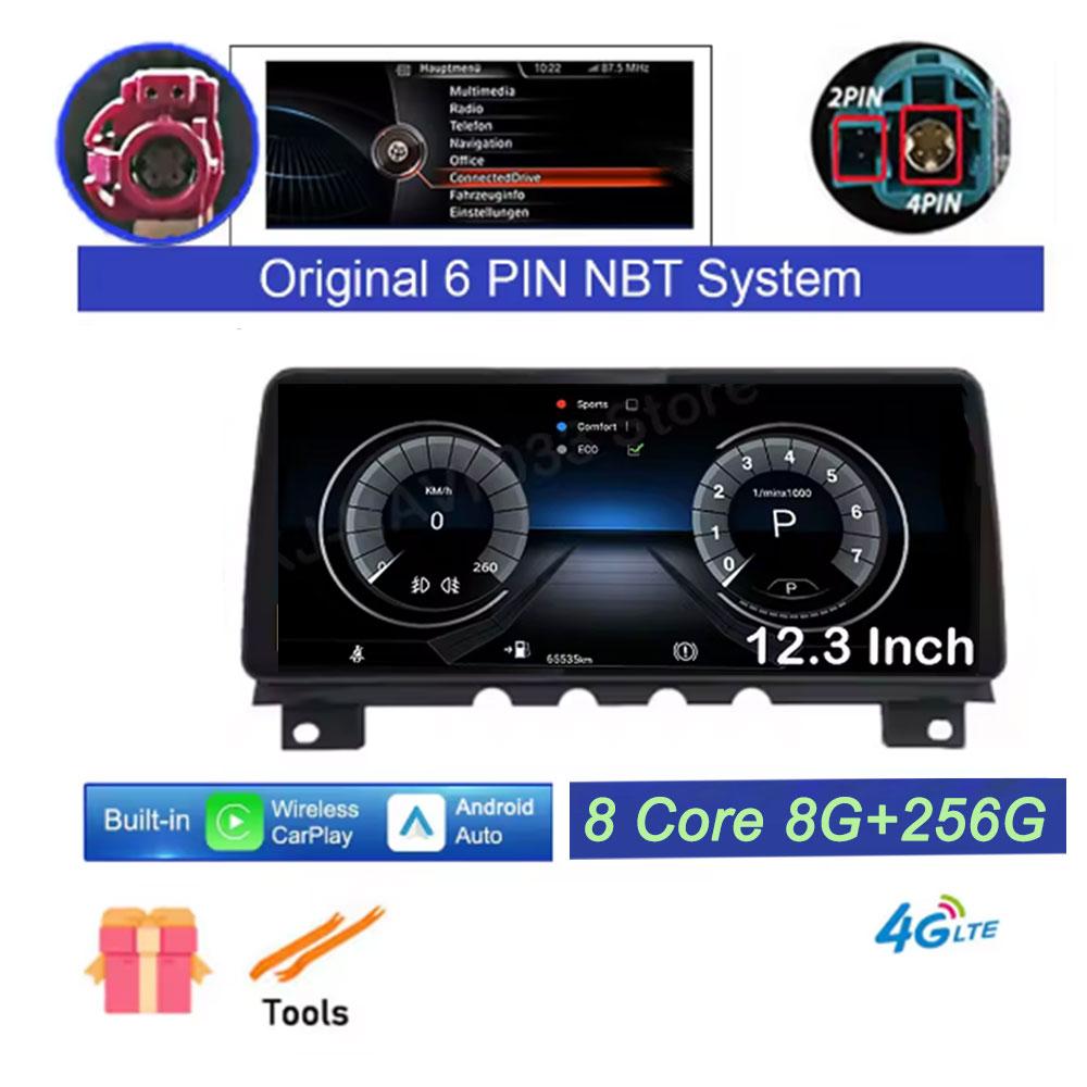 1920*720P Android 14 For BMW 7 Series F01 F02 CIC NBT System Wireless Carplay ID8 12.3 Inch Car Player Multimedia Navigation GPS