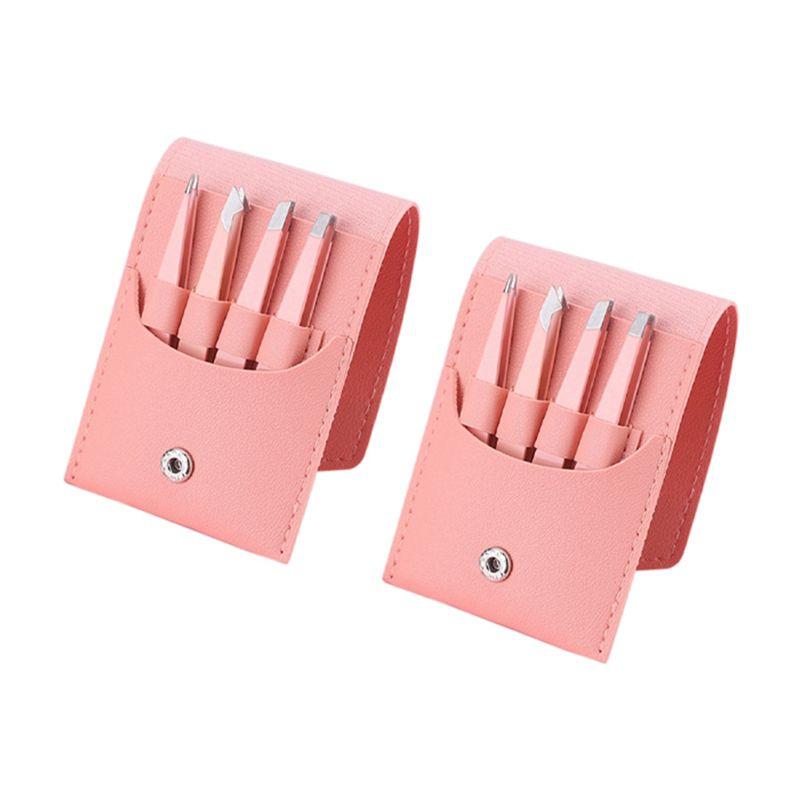 AEE2-2 Sets Of Eyebrow Clip Sets Stainless Steel Tweezers Eyebrow Clip Eyebrow Trimming Set розовый