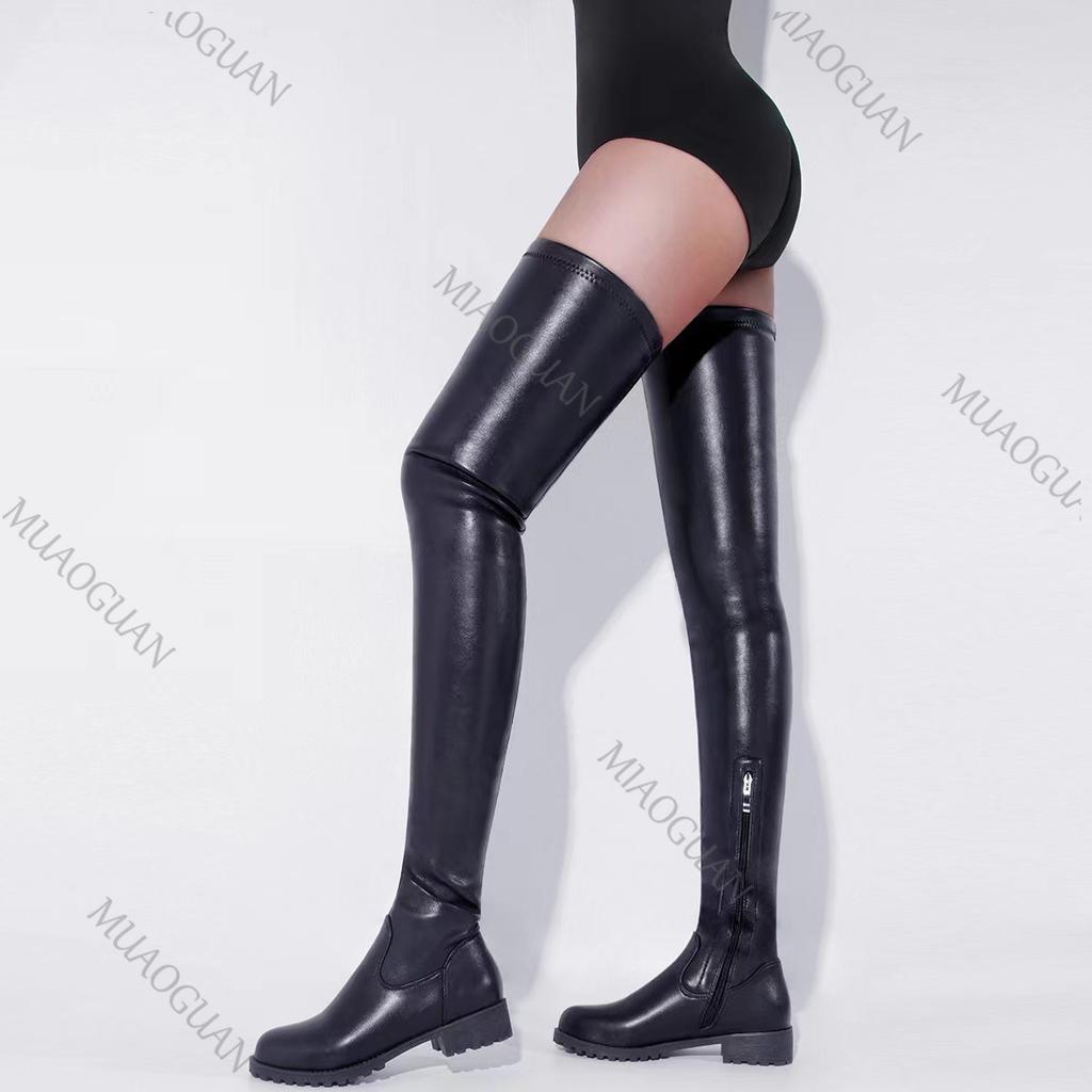 Fashion Sexy Over The Knee Boots Ladies Autumn Shoes Punk Style Black Red Platform Mid Heel Leather Side Zipper Thigh High Long Boots