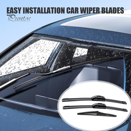 Natural Rubber Wiper Blades Car 3 Piece Set for Mazda CX-5 CX-9 Pre-2017/2017+, 24"+18"+14" Easy Installation Front and Rear Windshield Wipers, Silent