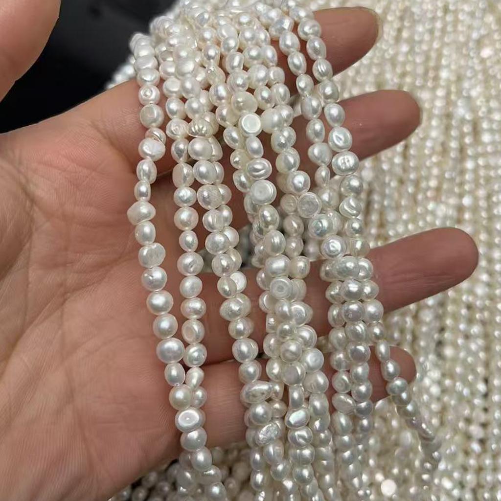 1String, White Natural Shell Mother of Pearl Beads, 4-5mm, Handmade Baroque Beads for Jewelry Making DIY Accessories, Valentines Day Gifts Bulk 36cm