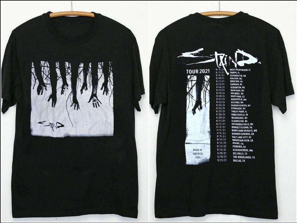 VTG Staind Band Tour 2021 Double Side Short Sleeve Black All Size Shirt AR222 XXXXL