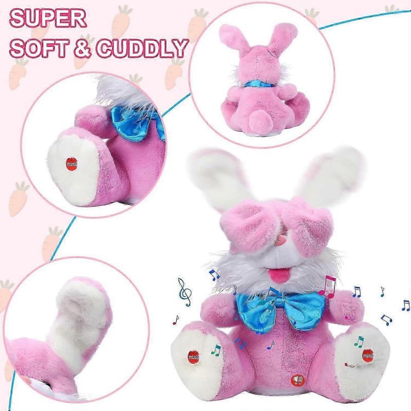 Bunny Stuffed Animal, Children Songs & Lullabies Peek-A Boo Toy Repeats What You Say, Talking Toys Singing with Floppy Ears for 0-6 6-12 Months 1-3 4+