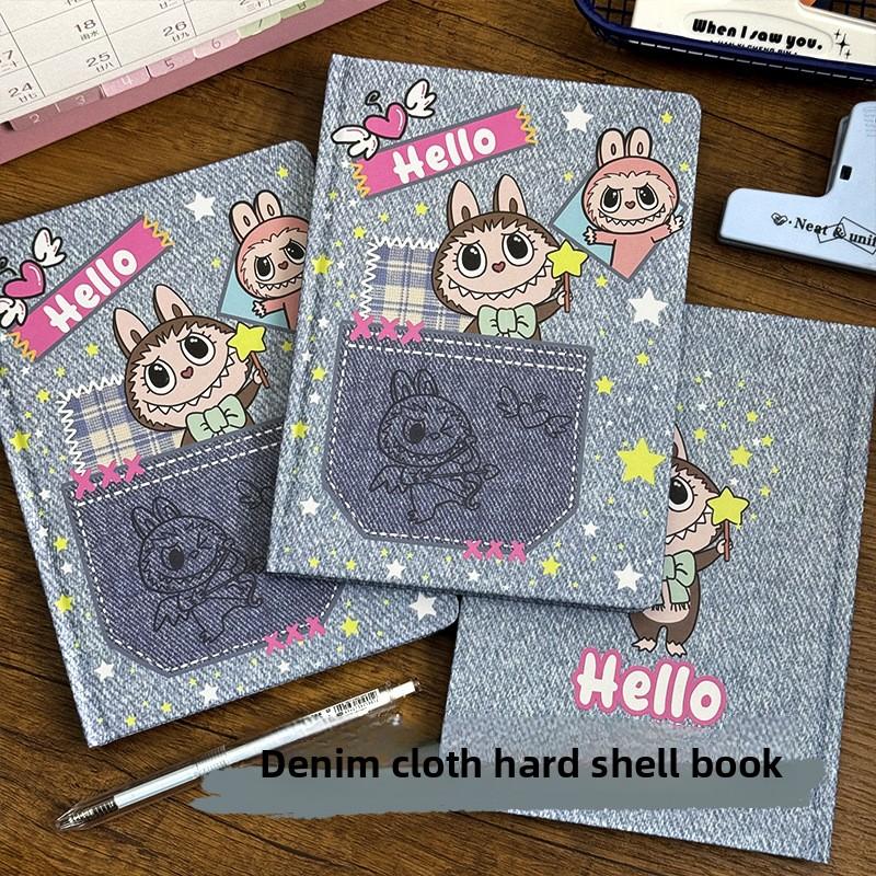Vintage Denim Labub A5 Hard Shell Notebook Color Book Cute Diary Student High Value Handbook