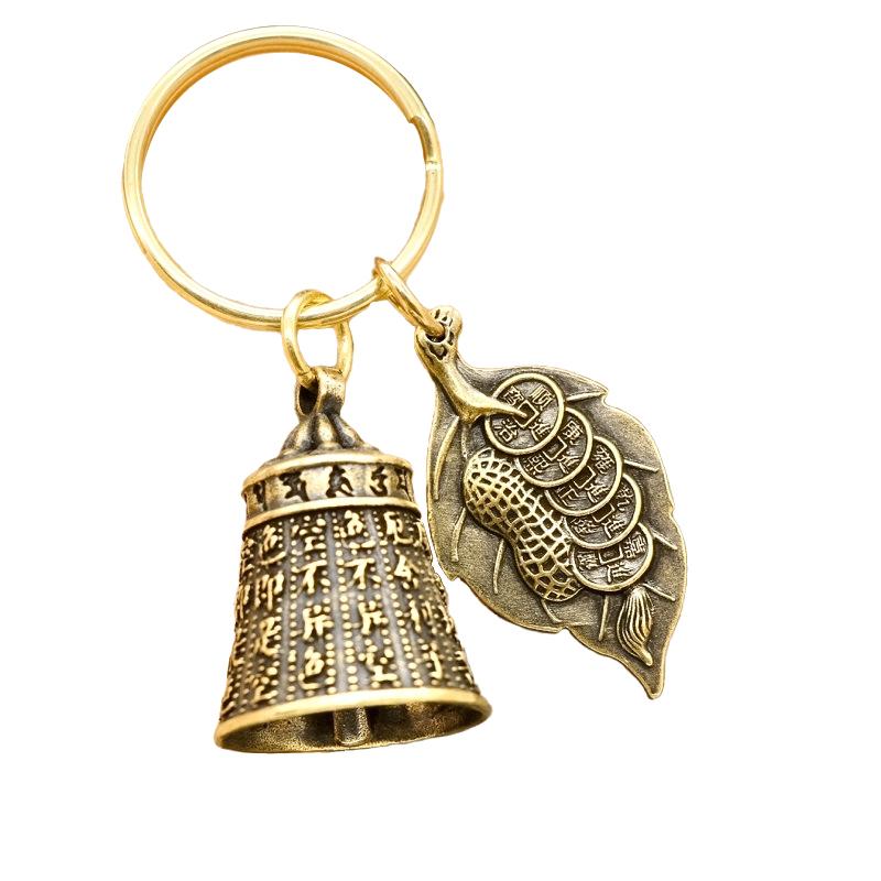 1Pc Copper DIY Pendant Car Key Chains Keychain Creative Six-character Mantra Heart Sutra Bell