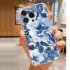 Blue Flower Transparent Anti-Drop Case for iPhone 14/15/16/17 Series Pro Max