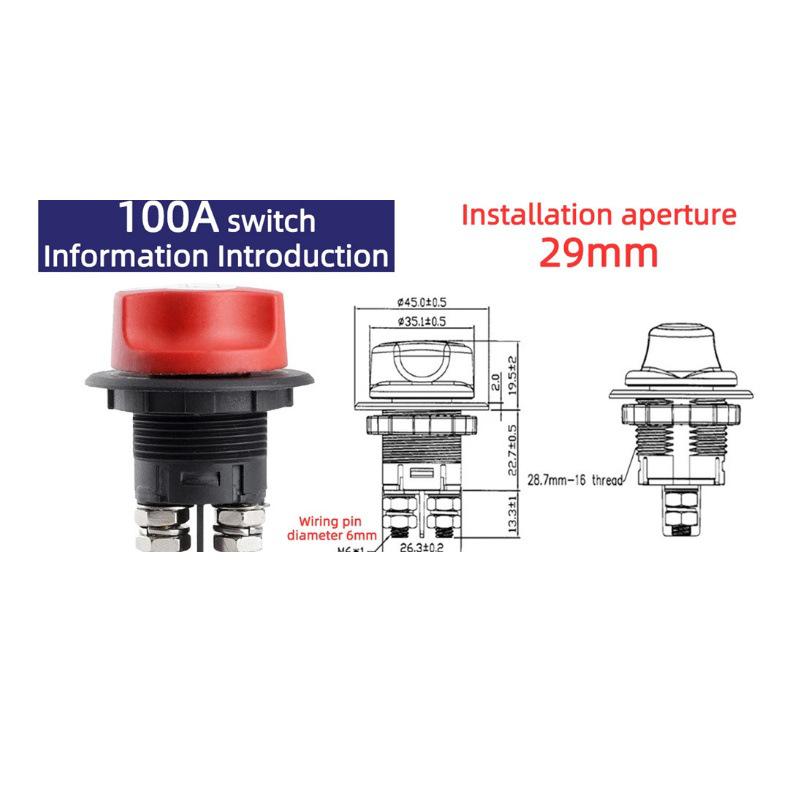 100A Yacht Battery Disconnect Knob Type Power Master Switch, 200A Capacity