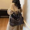 Faux Leather Tote Bag with Dual Zipper Pockets Adjustable Shoulder Strap Women's Everyday Fashion Handbag