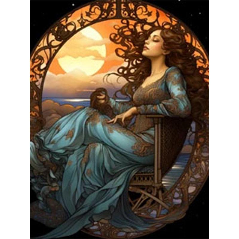 DIY Diamantový obraz Dcera moře Sada křížových stehů Mozaika Umění Diamantový obraz Kruhový/čtvercový Diamantový domov Dekorace