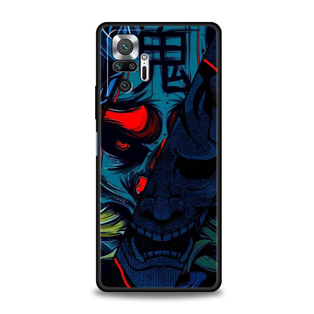Japan Samurai Oni Mask Phone Case For Xiaomi Redmi Note 14 13 5G 10 11 12 Pro Plus 4G 14C 13C 12C 10C Black Cover