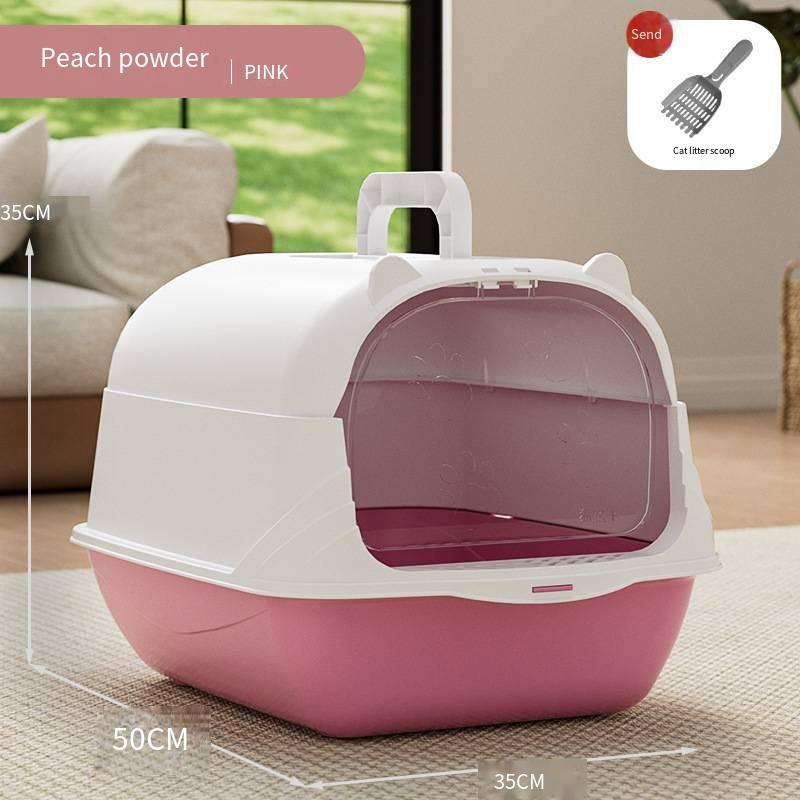 Portable Hand-held Cat Toilet with Door Odor Removal Closed-type Pet Litter Box with Large Non-slip Space Splash-proof Feature