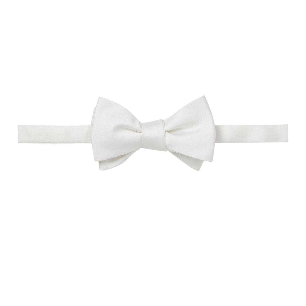Off White Plain Satin Formal Bow Tie
