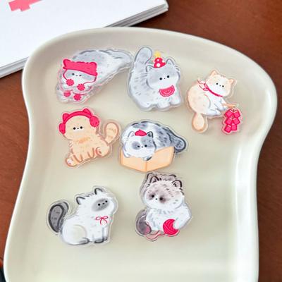 5pc/set Mini Cute Kitten Paper Clip for Kids Kawaii Cartoon Anime Cat Photocard Decor Clip Pin Acrylic Sweet Snack Memo Pad Clip