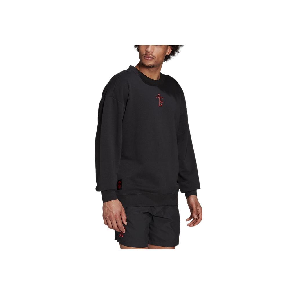 Adidas Manchester United DNA Graphic Print Crew Neck Sweatshirt Men Tops Black HE6656