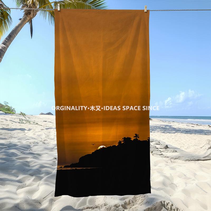 Sunset Palm Beach Towel Patterned Sunscreen And Windproof Suitable For Swimming Pool Camping Travel Blanket