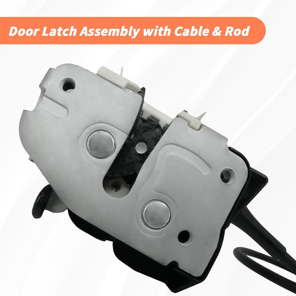 Rear Door Latch Assembly With Cable & Rod, Right Passenger Side For Ford 1992- E150 E250 E350 Econoline Van, Cargo Door Lock Latch Connective Repair