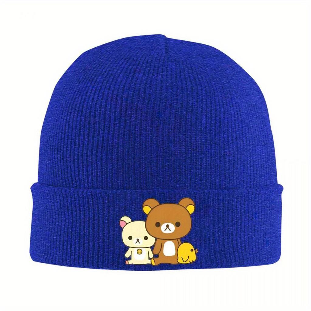 Rilakkuma Bears Knit Hat Beanie Autumn Winter Hat Warm Casual Kawaii Bears Cute Animals Cap for Unisex Women