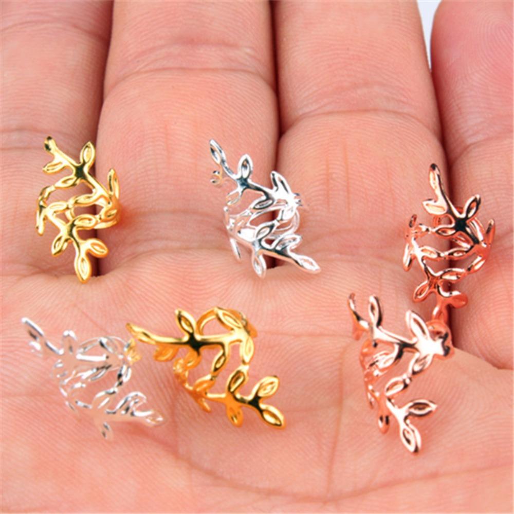 20pcs Leaf Headwear Hair Braid Tubes Metal Cuff Clips Braids Hair Beads  for Women Girls