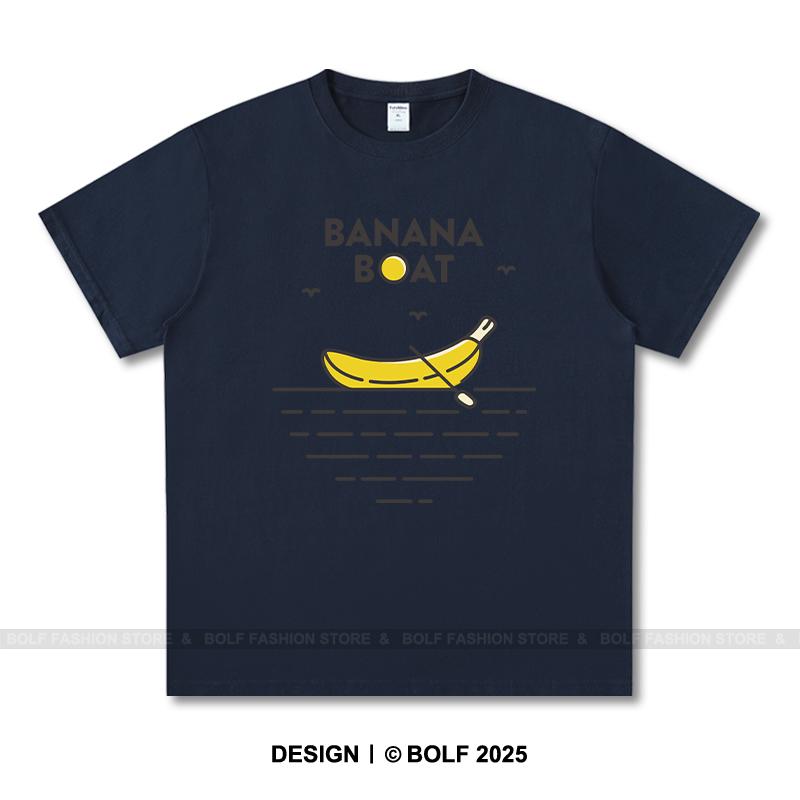 Women's Banana Boat Printed T-Shirt 100% Cotton Oversized Tropical Graphic Tees for Men Summer Tops Vacation Streetwear