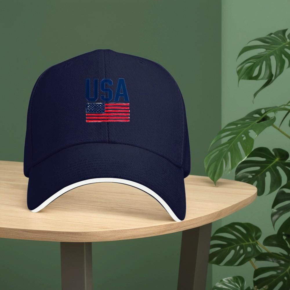 USA Flag Graphic Baseball Cap Polyester Breathable Adjustable Patriotic Casual Adult Hat