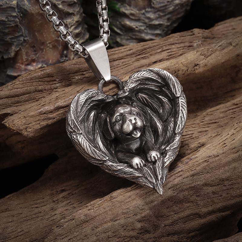 Fashionable Retro Heart-Shaped Angel Wings Pendant Necklace for Men Women Romantic Trendy Jewelry Gifts
