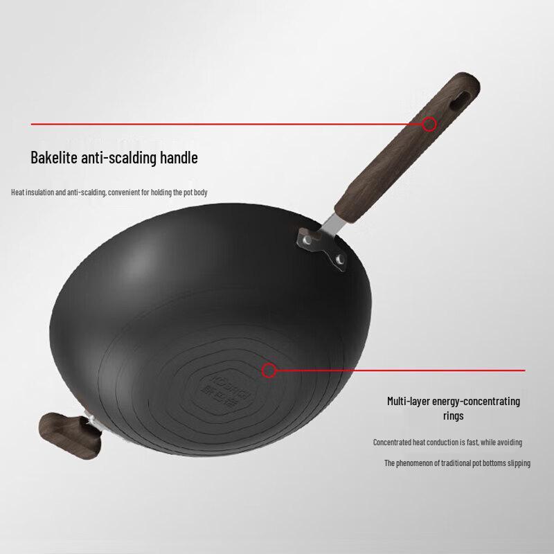 Kangbach 32cm Uncoated Cast Iron Wok
