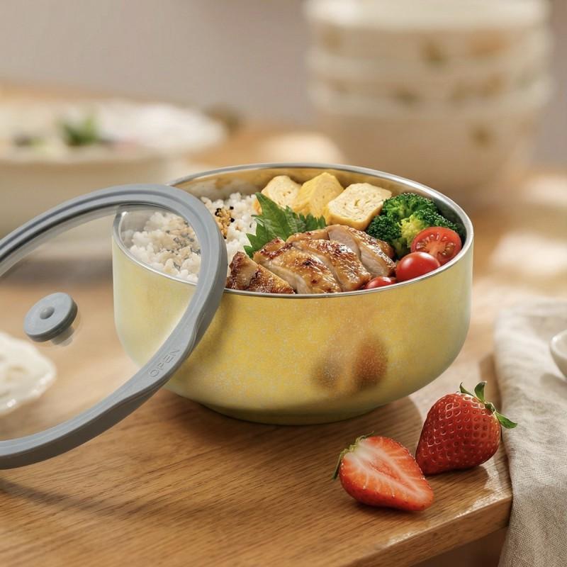 Pure Titanium Food Container Bowl 850ml Non-Toxic Antibacterial Leakproof Kids Adults Home Kitchen