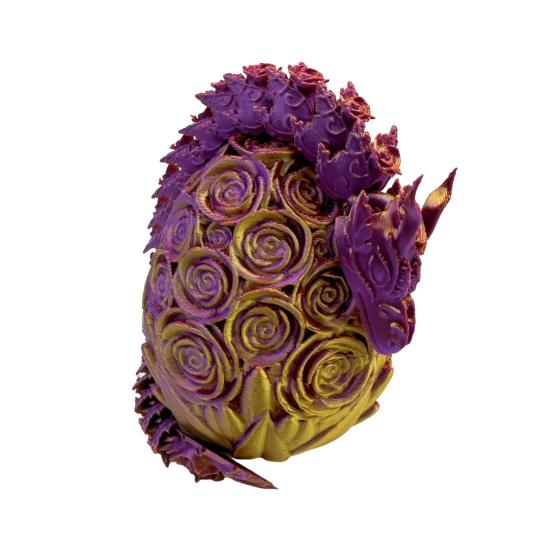 

3D-печатный розовый дракон, шарнирный дракон с яйцом, гибкий розовый дракон с подвижными суставами, настольная игрушка для снятия стресса для домашнего офиса, школы золотой/фиолетовый