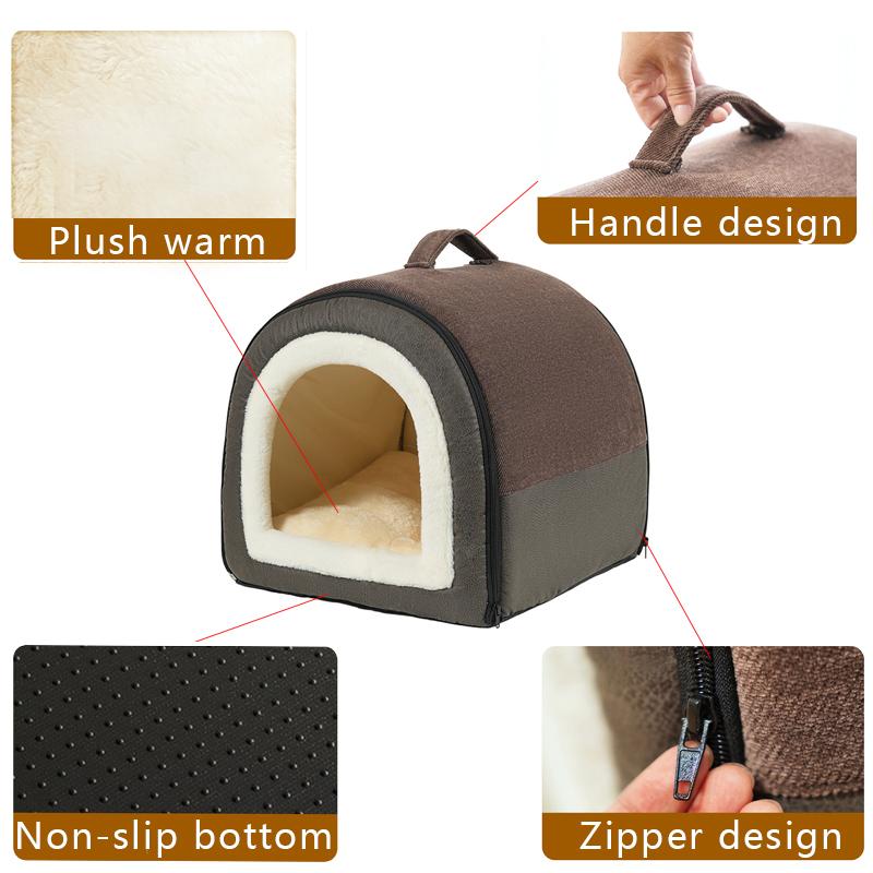 Warmes Katzenhaus für den Winter, weiches, gemütliches Haustiernest für kleine und mittelgroße Hunde, Katzen, abnehmbare, rutschfeste Hundehütte, Schlafzelt für Welpen, Heimtierbedarf