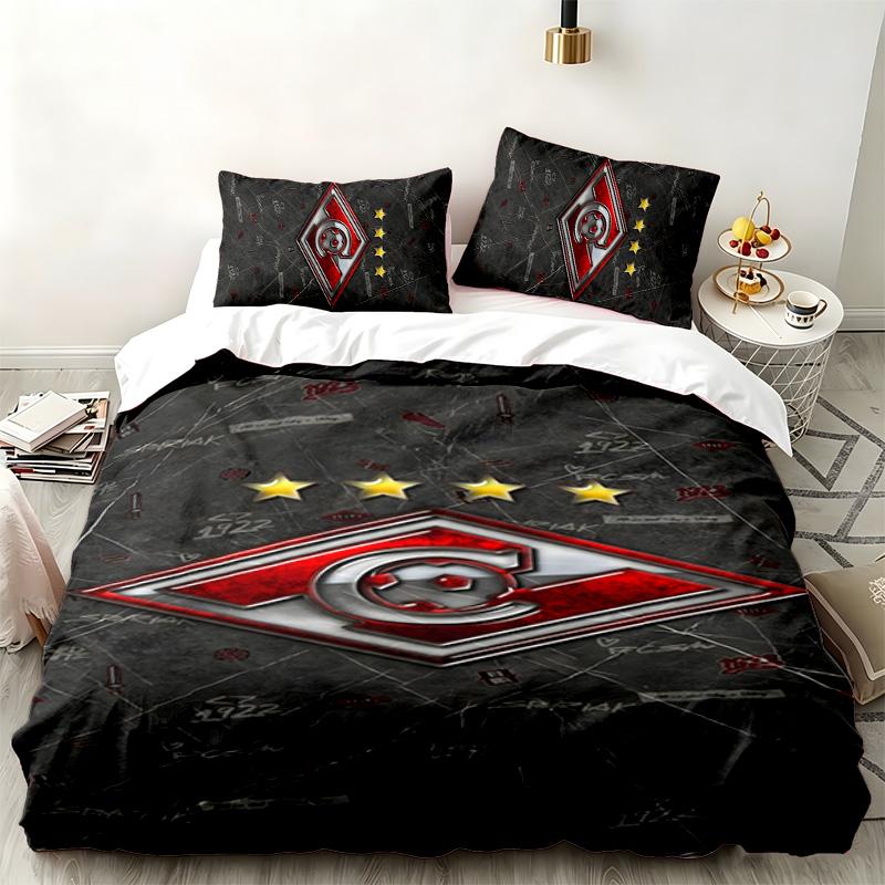 FC Spartak Moskau 3-teiliges Set Perfekt für das Schlafzimmer Bequemes Bettwäsche-Set enthält einen Bettbezug und zwei Kissenbezüge Ideales Geburtstags- oder Weihnachtsgeschenk