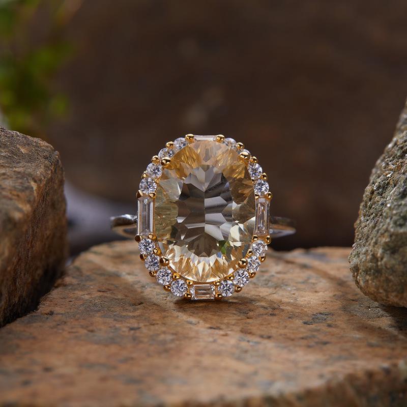 Original Design Does Not Fade Niche High Sense S925 Sterling Silver 18K Natural Citrine Lucky Treasure Ring Women