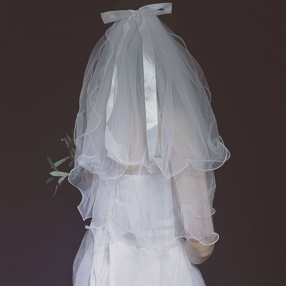 Accessories New Photo Veil Lace Edge Short Simple Wedding Veil With Comb Women's Tulle Bridal Veil