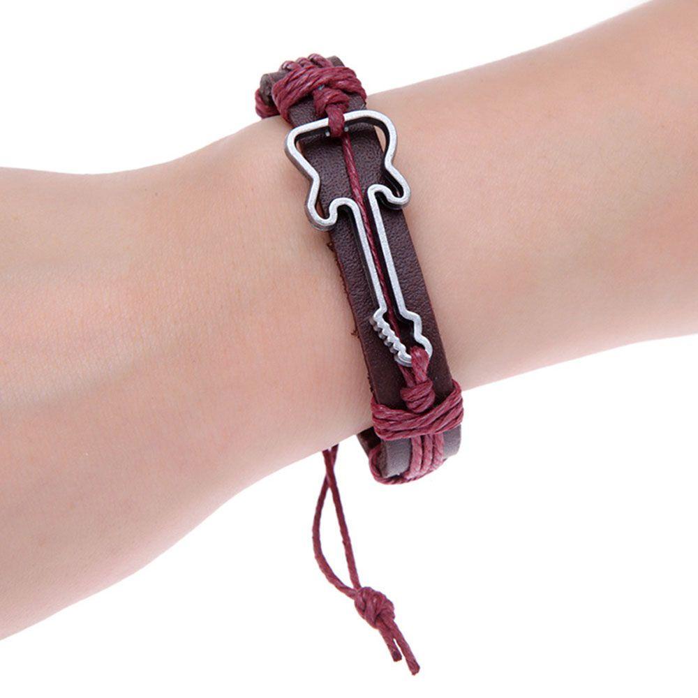 Zinc Zinc Alloy Adjustable Rope Bracelets Wristbands Antique Women Guitar Bracelets Jewelry Bangles Charm