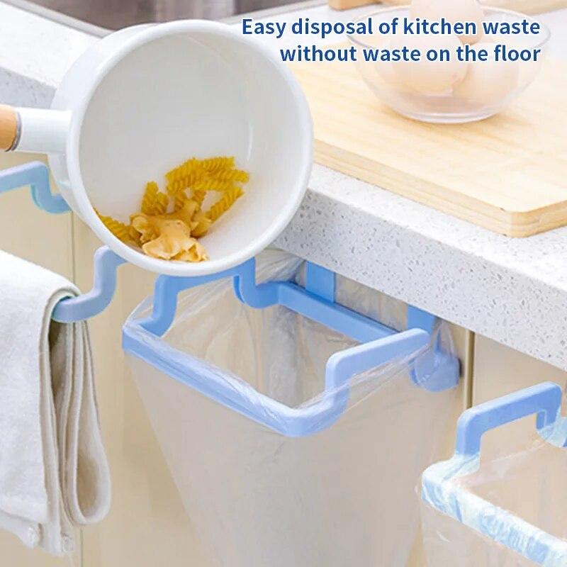 1/2pcs Kitchen Door Back Type Portable Garbage Bag Holder Home Cabinet behind the Door Wipe Hanging Rack Garbage Can Holder