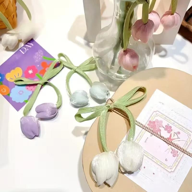 Elegant Tulip Curtain Tiebacks - No-Tool Installation, Durable Polyester for Living Room & Bedroom